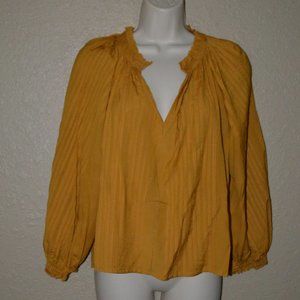 Sz 1 S The Great Mustard Yellow Long Sleeve V-Neck Blouse